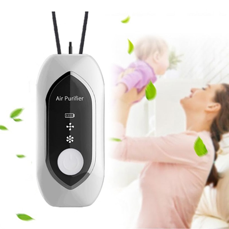 Air Purifier Portable Personal Necklace USB Rechargeable Air Cleaner Mini Ionic Purifier Wearable for Home Car