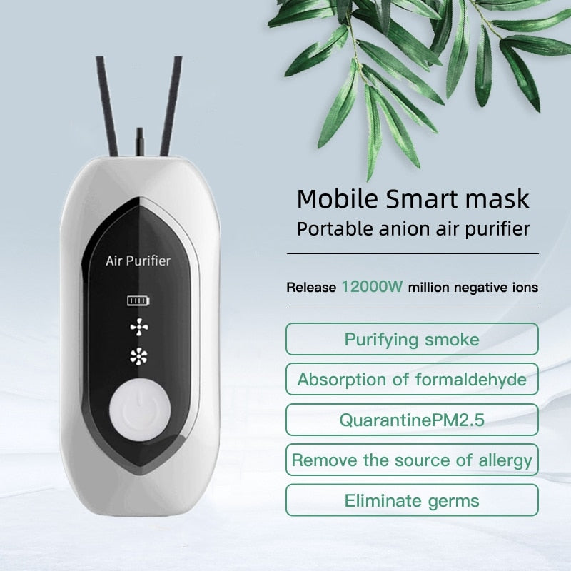 Air Purifier Portable Personal Necklace USB Rechargeable Air Cleaner Mini Ionic Purifier Wearable for Home Car
